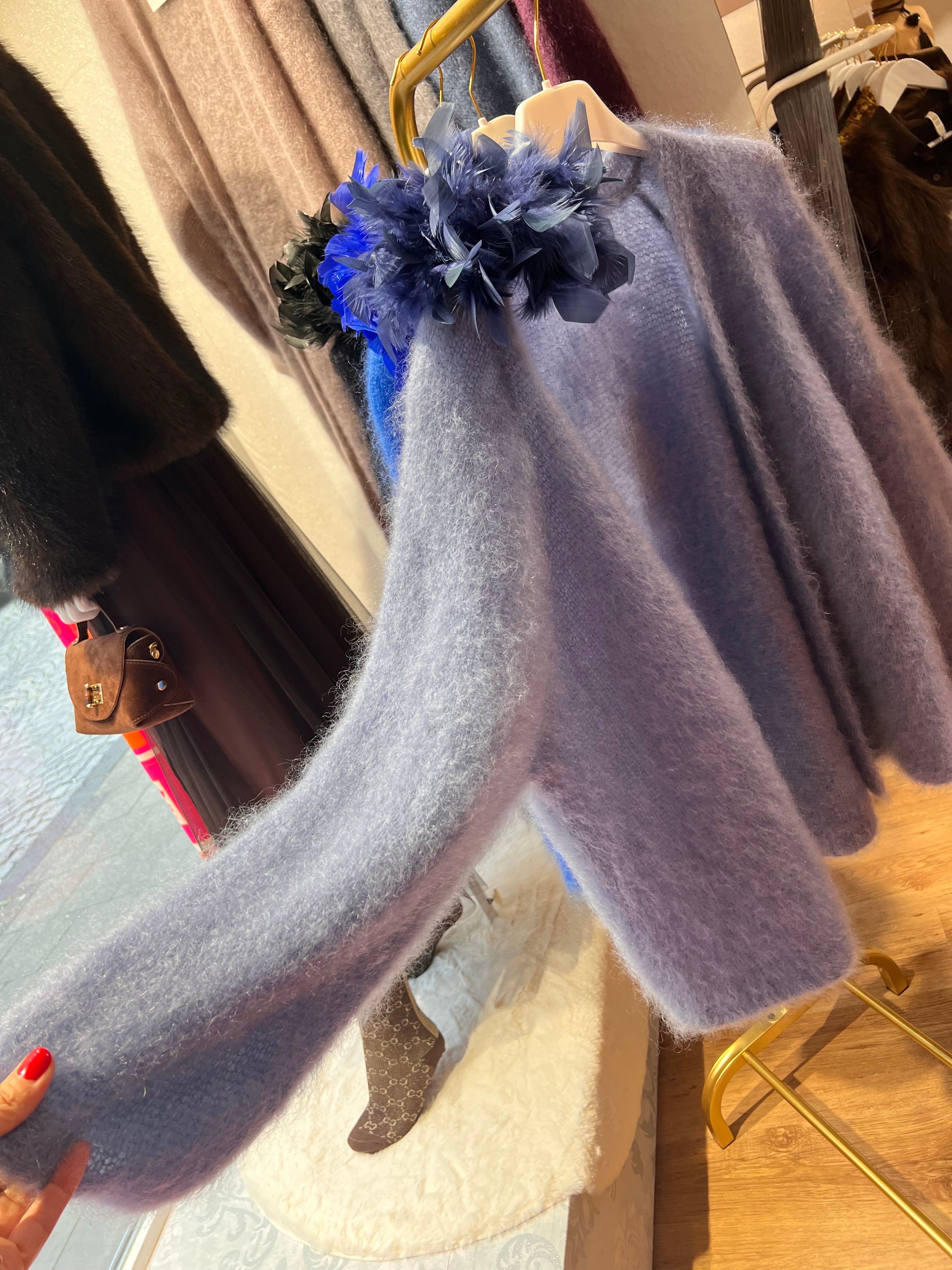 Kid Mohair Strickjacke Smoke Grey