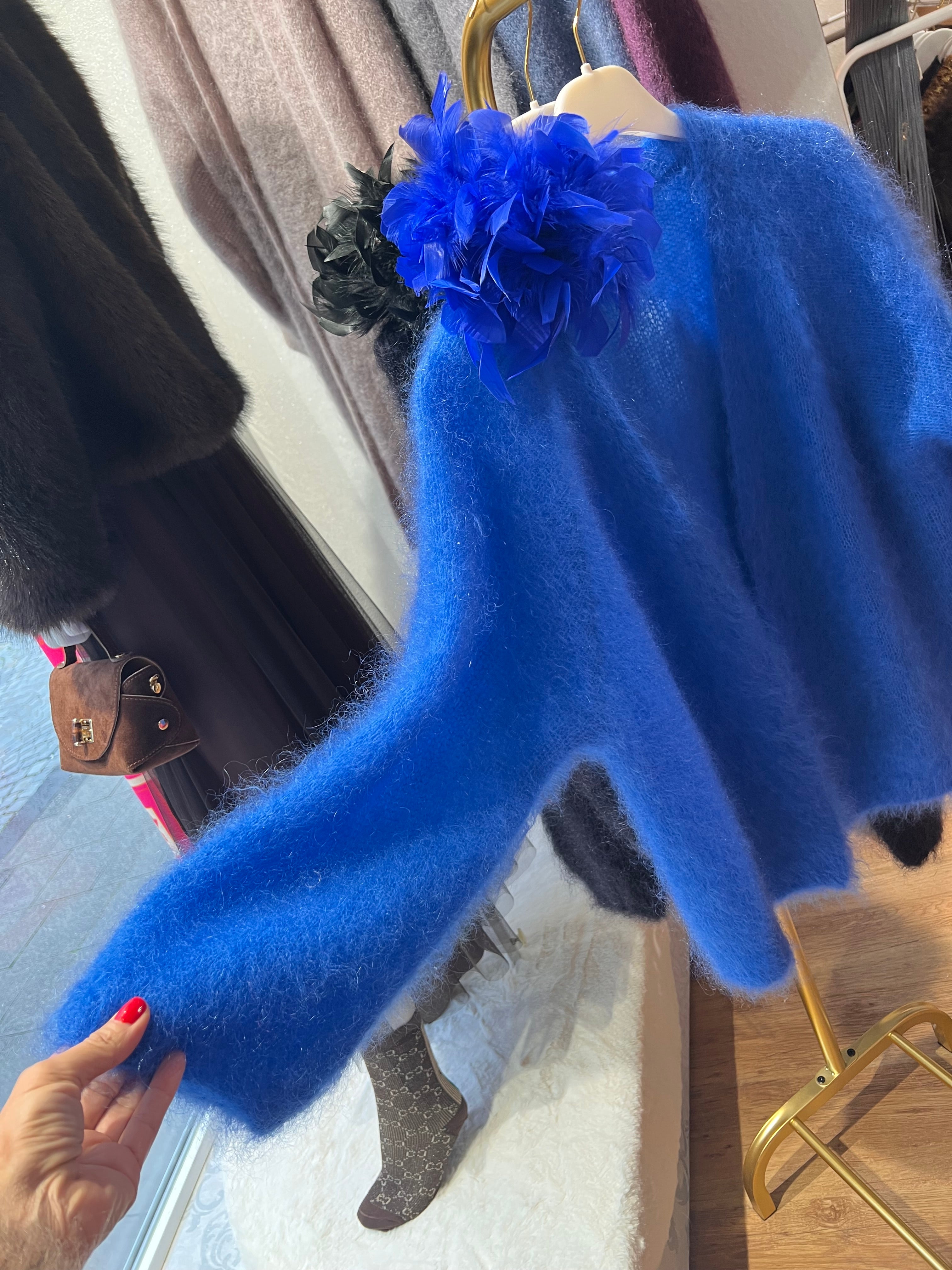 Kid Mohair Strickjacke Electric Blue