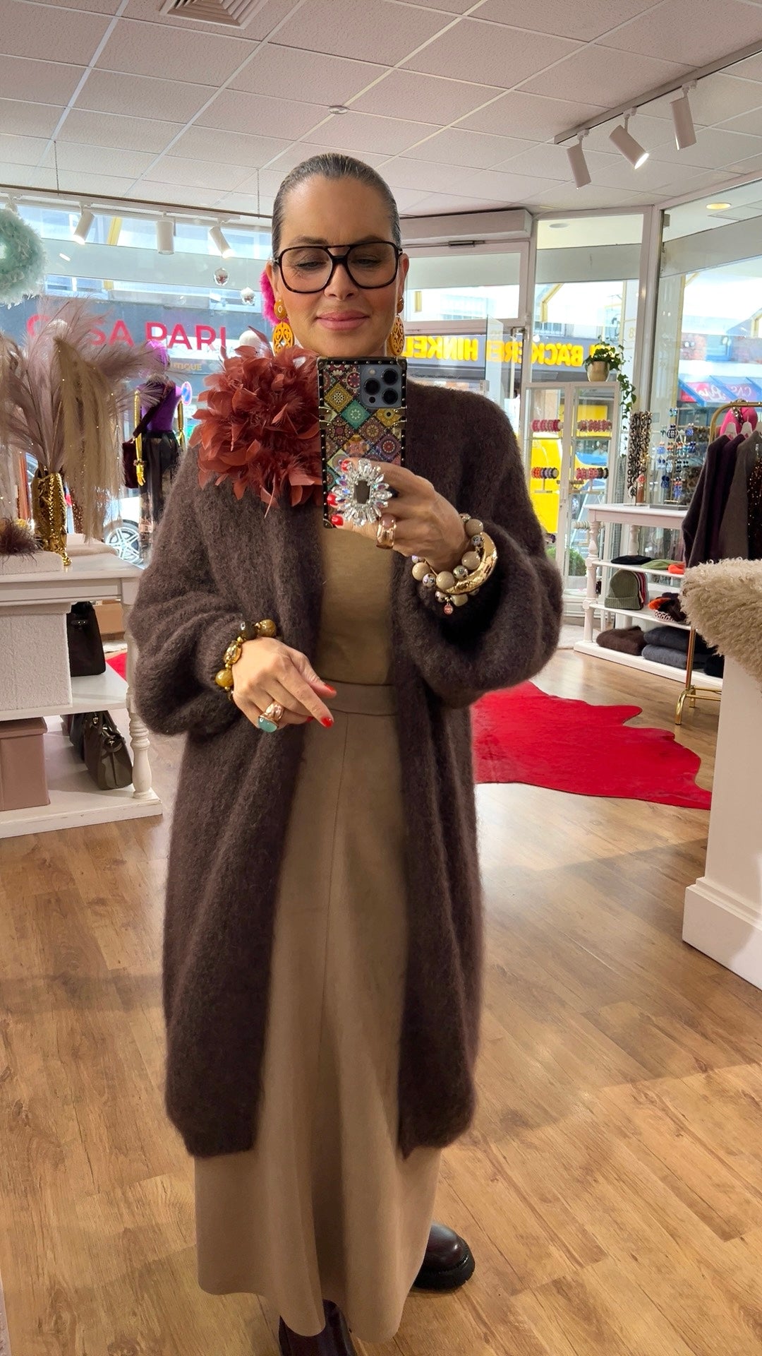 Kid Mohair Soft Cardigan Chocolate