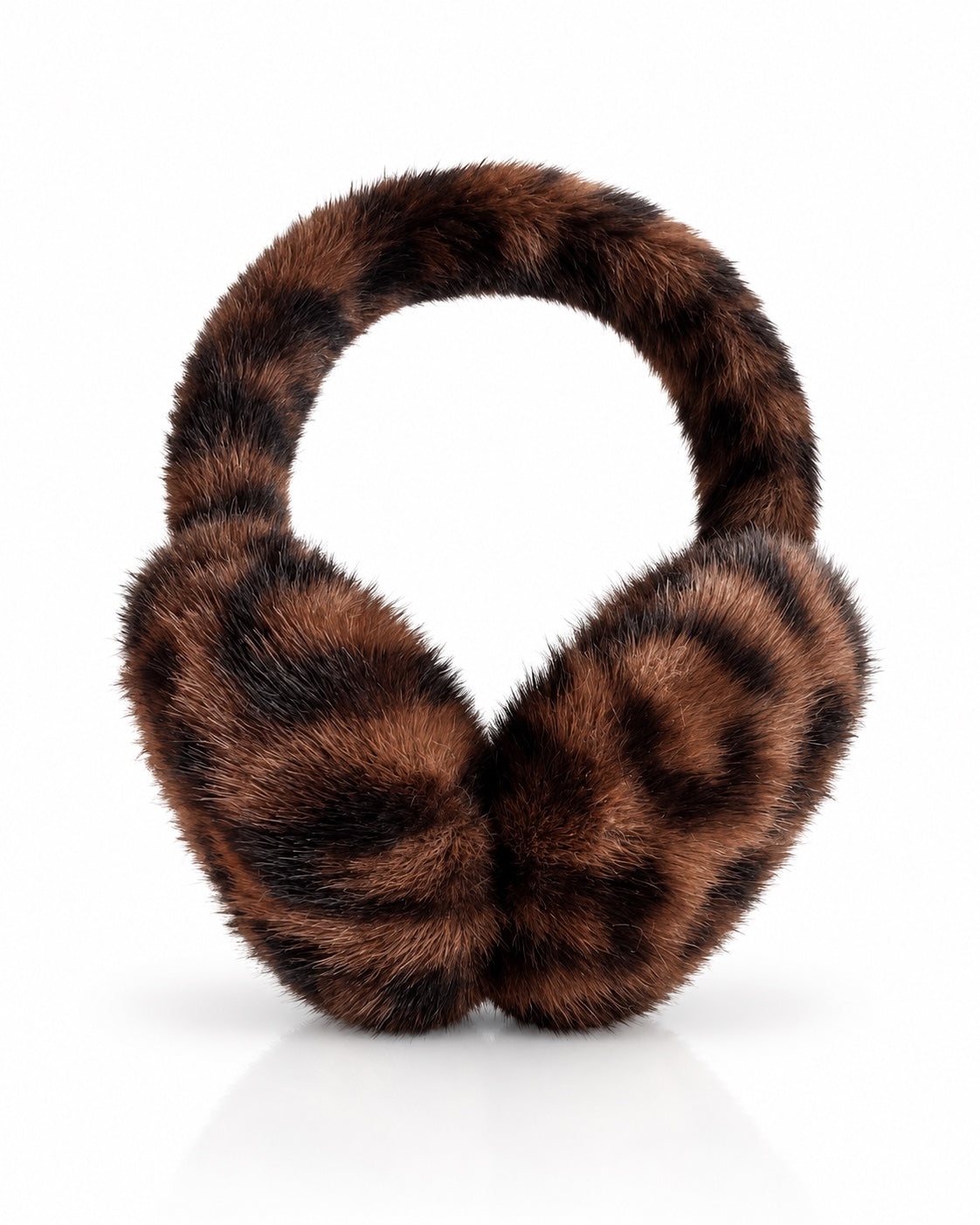 Braun-schwarz melierte Fake-Fur-Ohrwärmer als Freisteller
