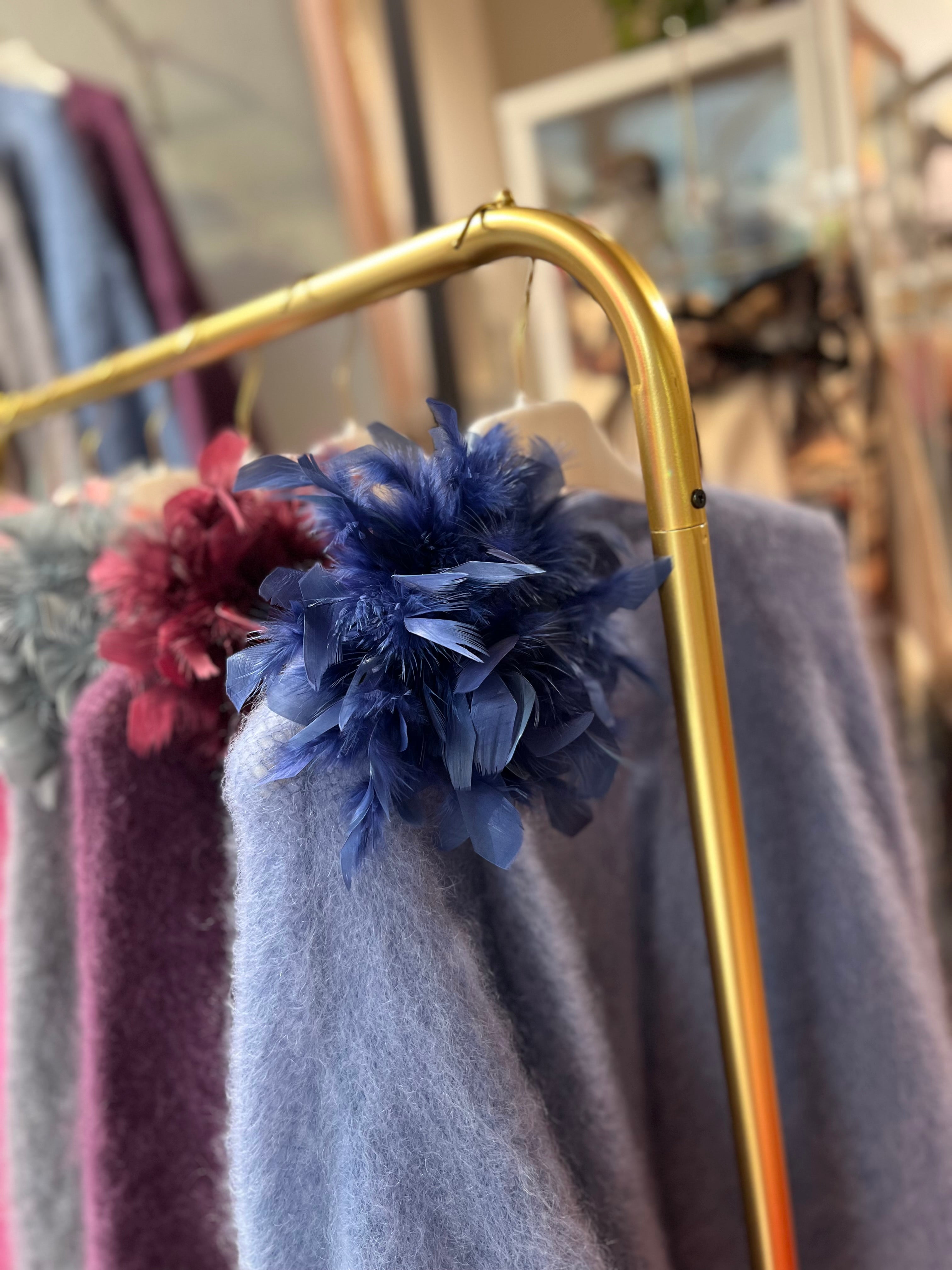 Kid Mohair Strickjacke Taubenblau