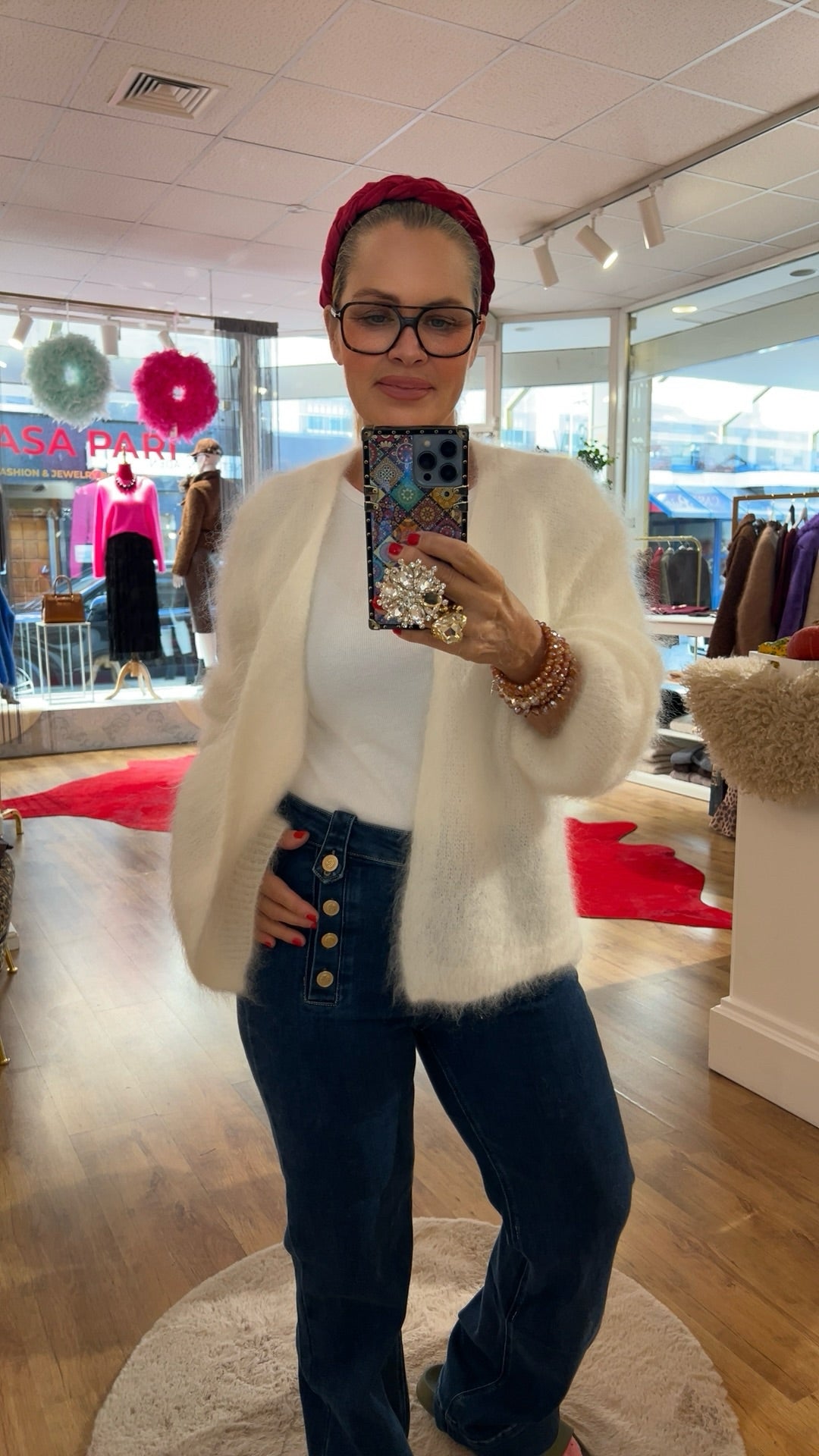 Kid Mohair Strickjacke Off White