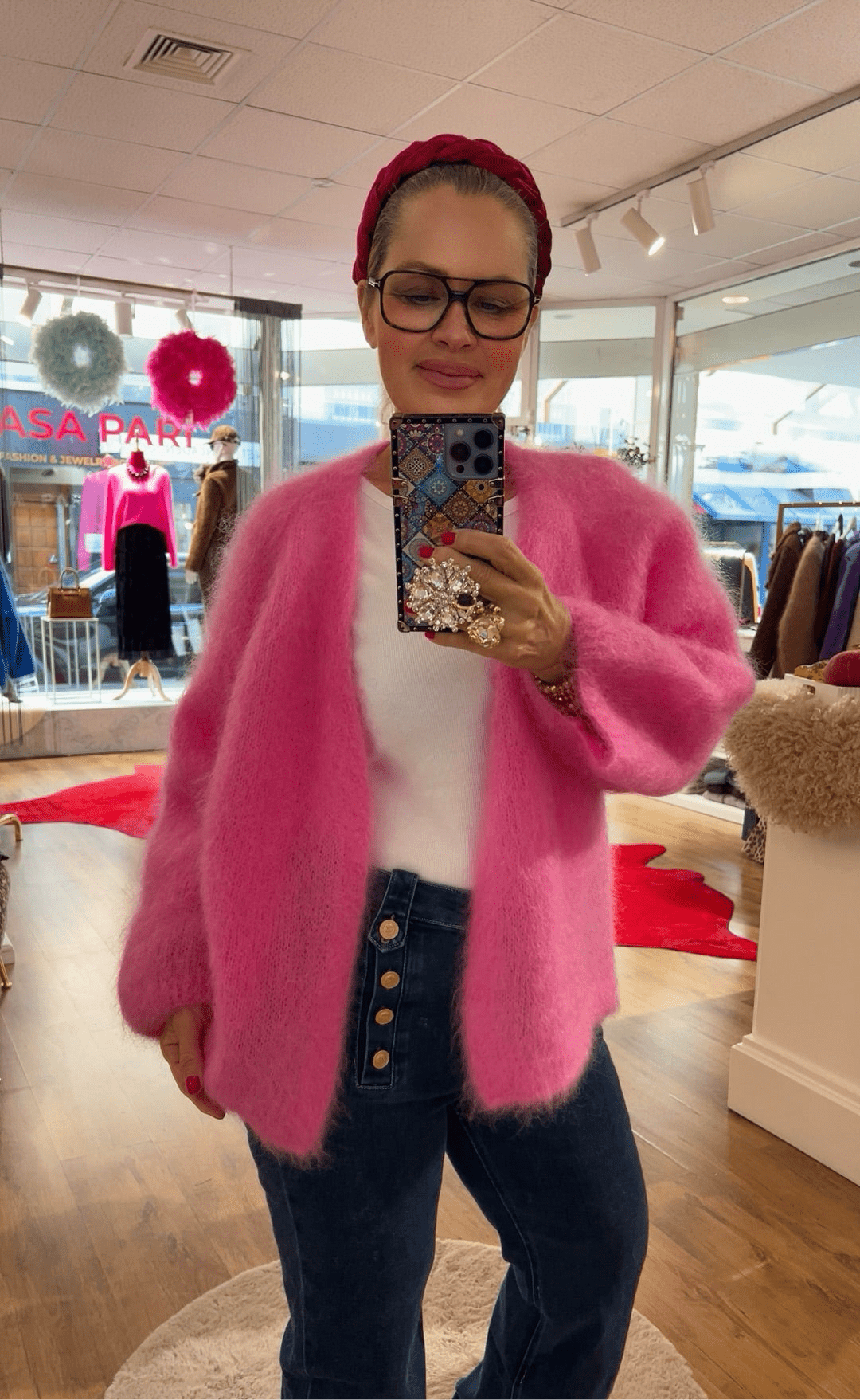 Kid Mohair Strickjacke Bubble Pink - CASAPARI Schmuck & Mode Düsseldorf