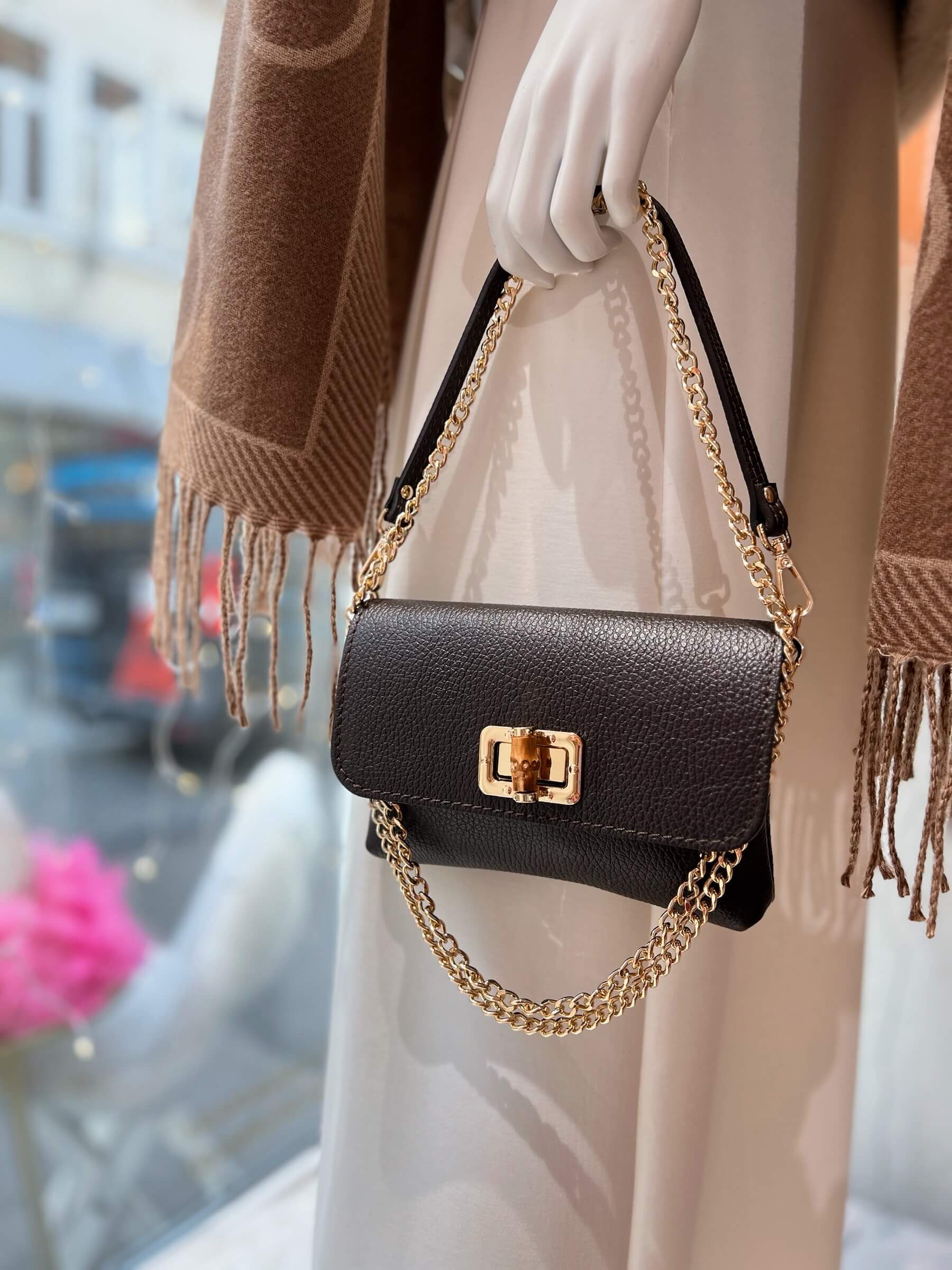 Bamboo Chain Mini Bag Braun