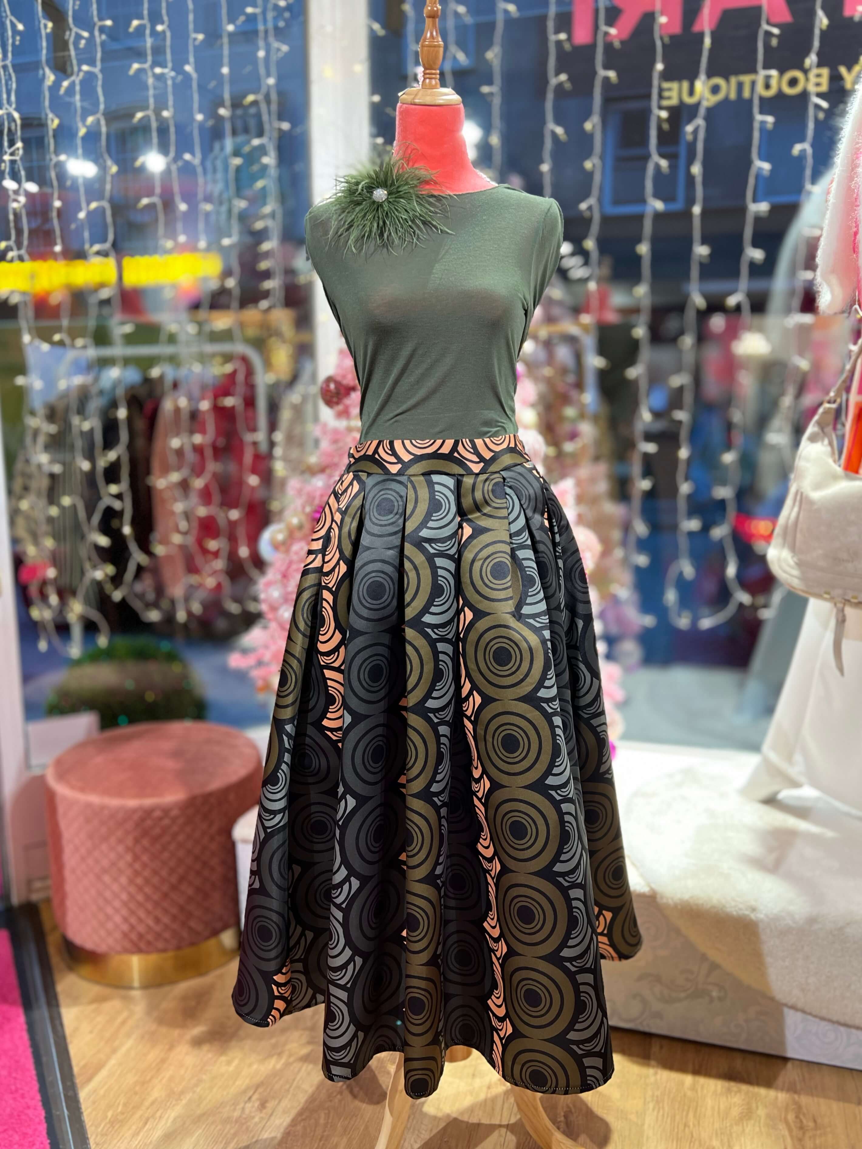 City Midi Skirt Oliv