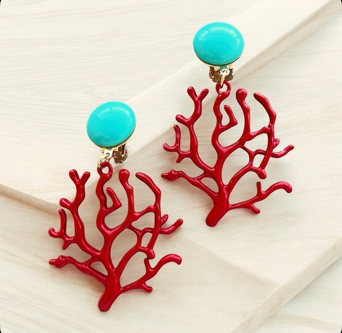 Korallen Clips Ohrring Türkis - CASAPARI Schmuck & Mode Düsseldorf