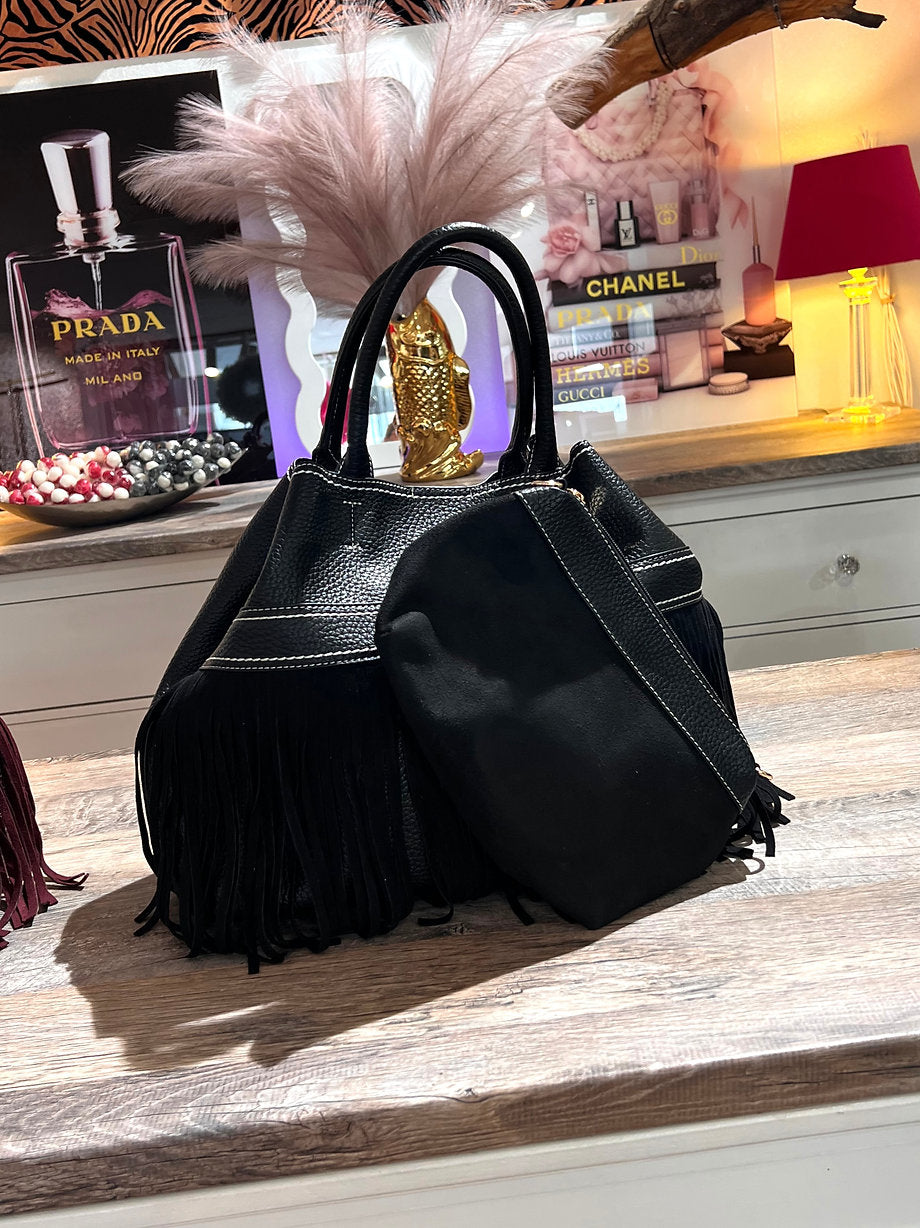 Belle Rebel Fringe Bag Schwarz