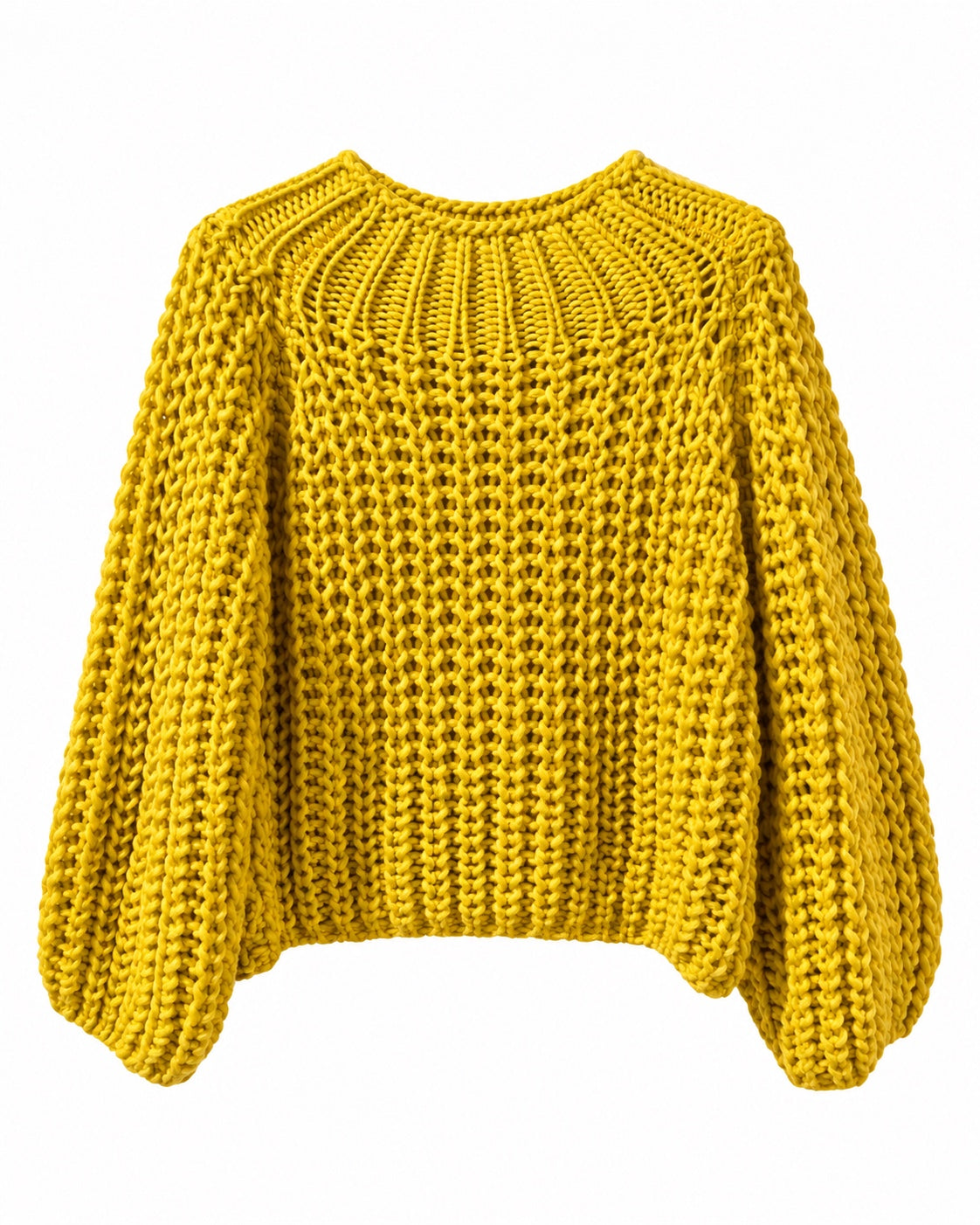 Kastiger grobmaschiger Strickpullover in Ockergelb