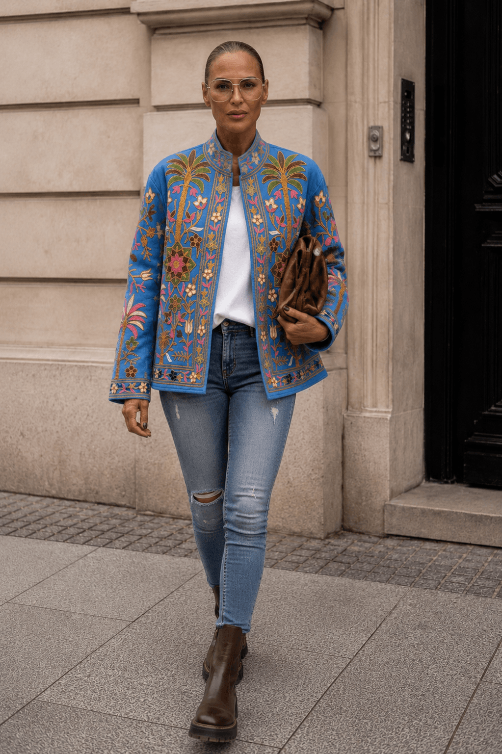 Embroidered Couture Jacke - Blue Heaven