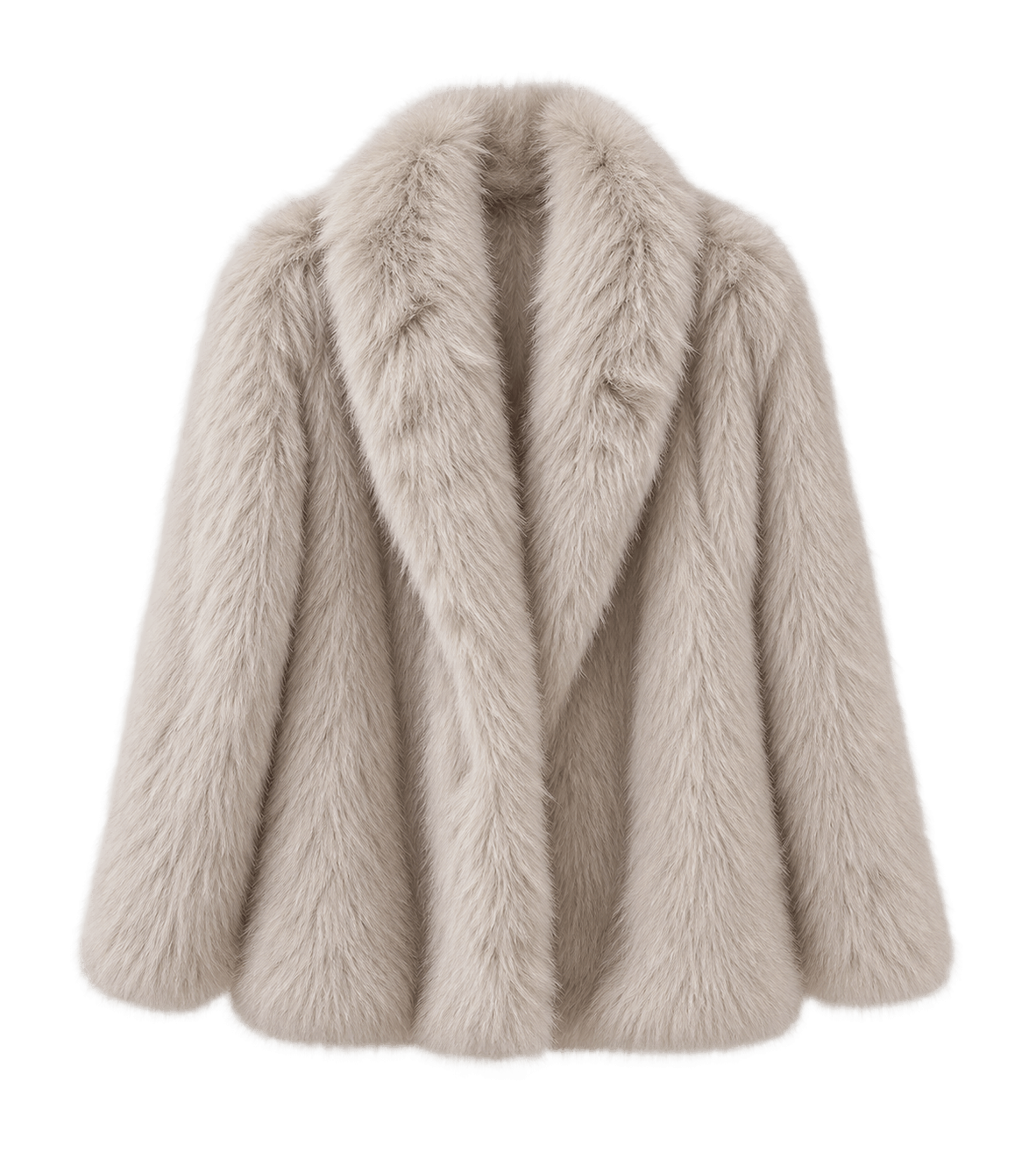 Creme for the Fake Fur Jacke auf weißem Hintergrund fotografiert