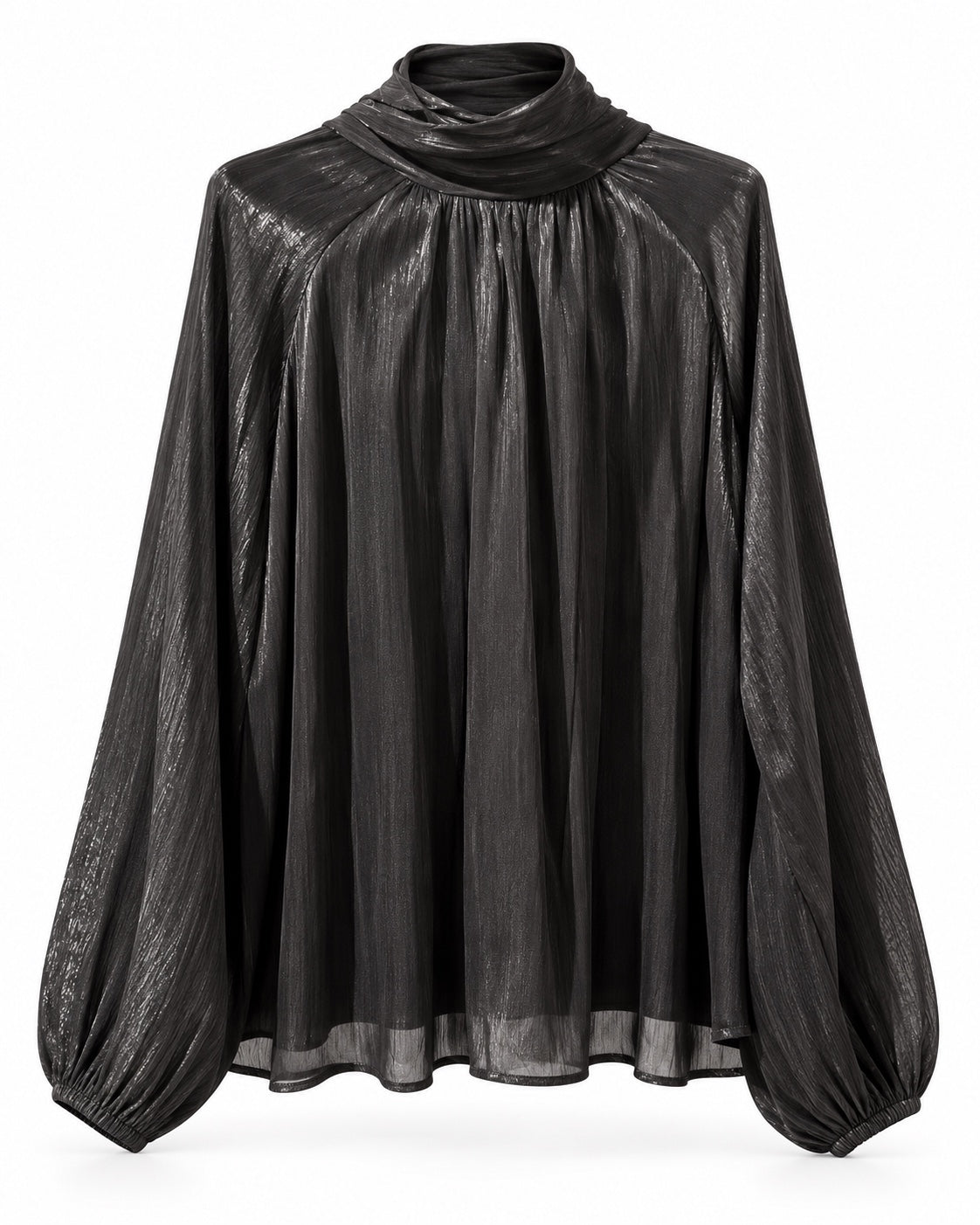 Monroe Bluse Black – Freisteller mit hochgeschlossenem Kragen