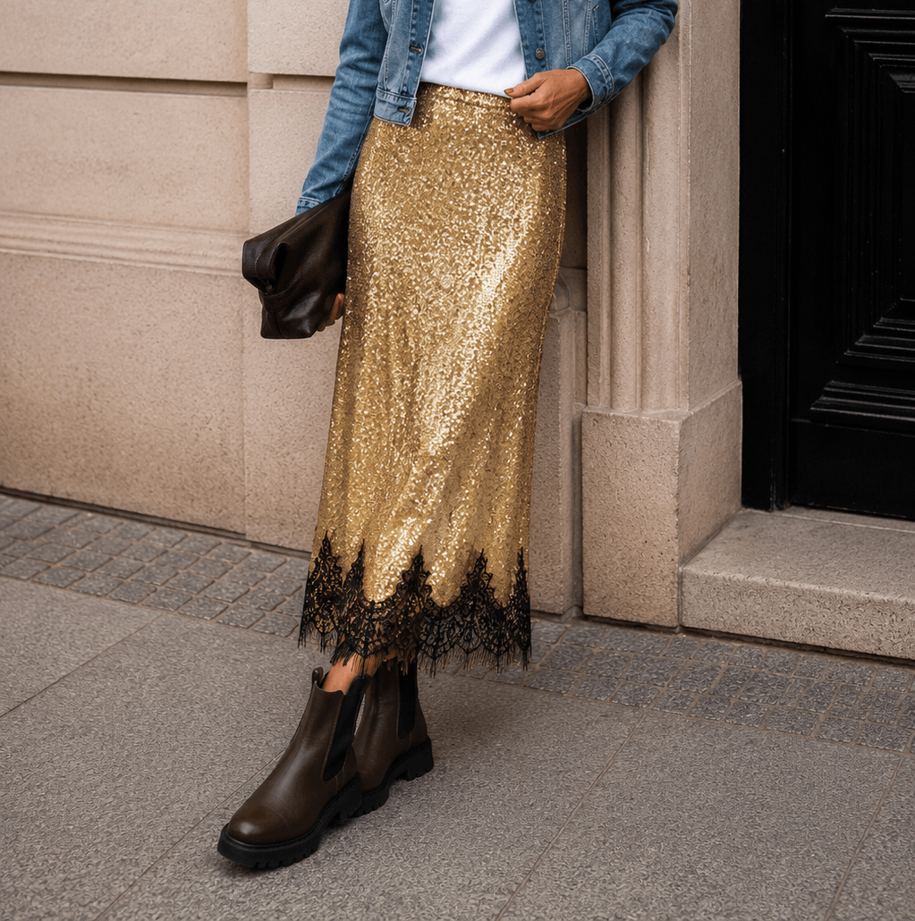 Paillettenrock Gold & Black