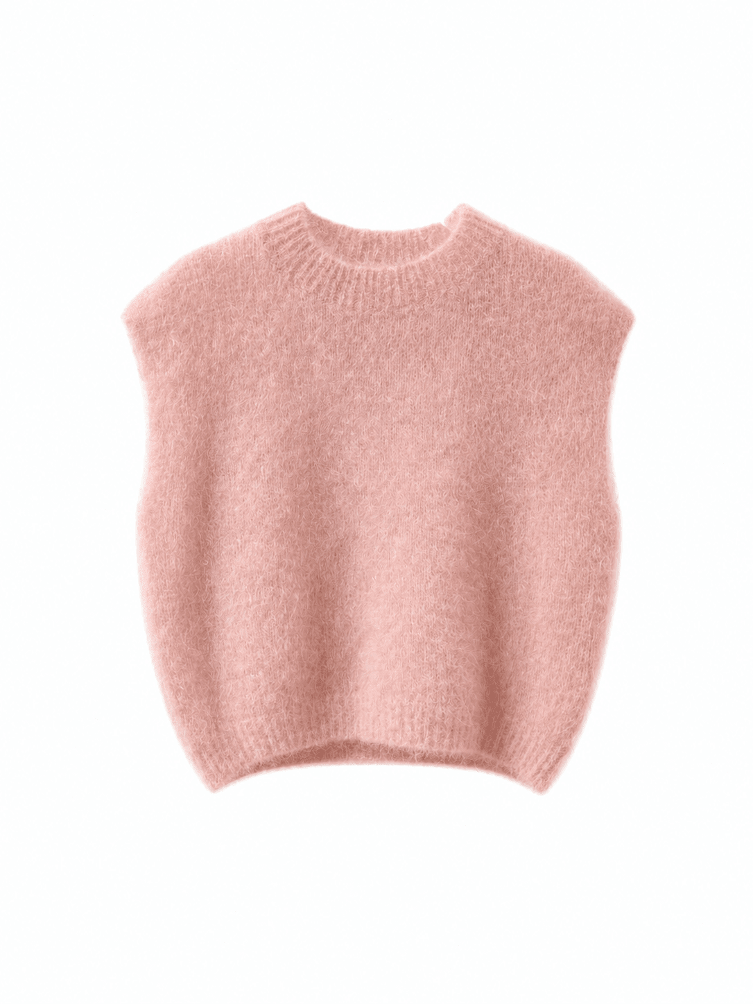 Rosa Kid Mohair Pullunder auf weißem Hintergrund fotografiert