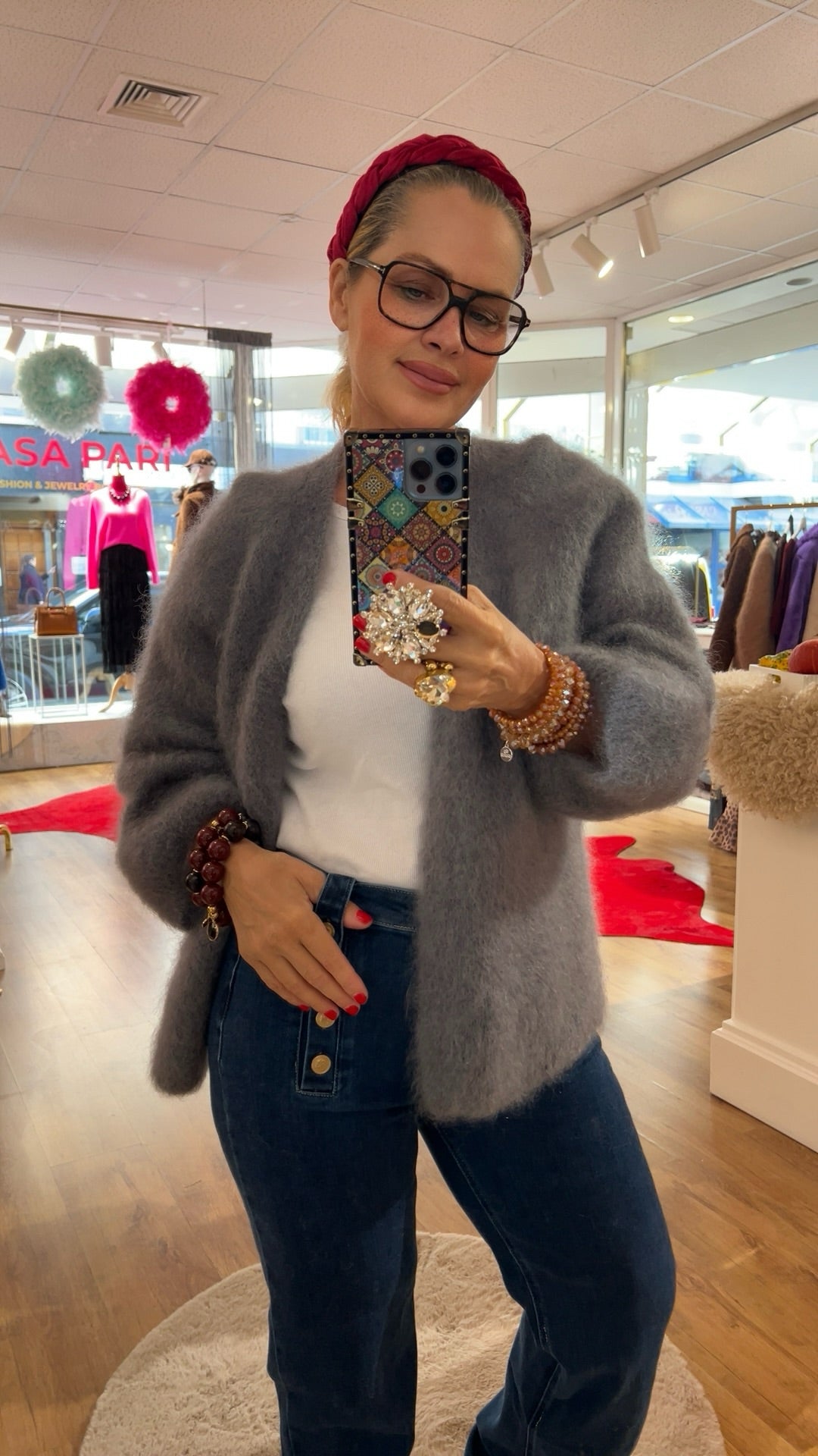 Kid Mohair Strickjacke Smoke Grey