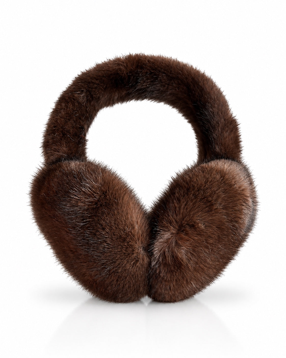 Dunkelbraune Fake-Fur-Ohrwärmer als Freisteller