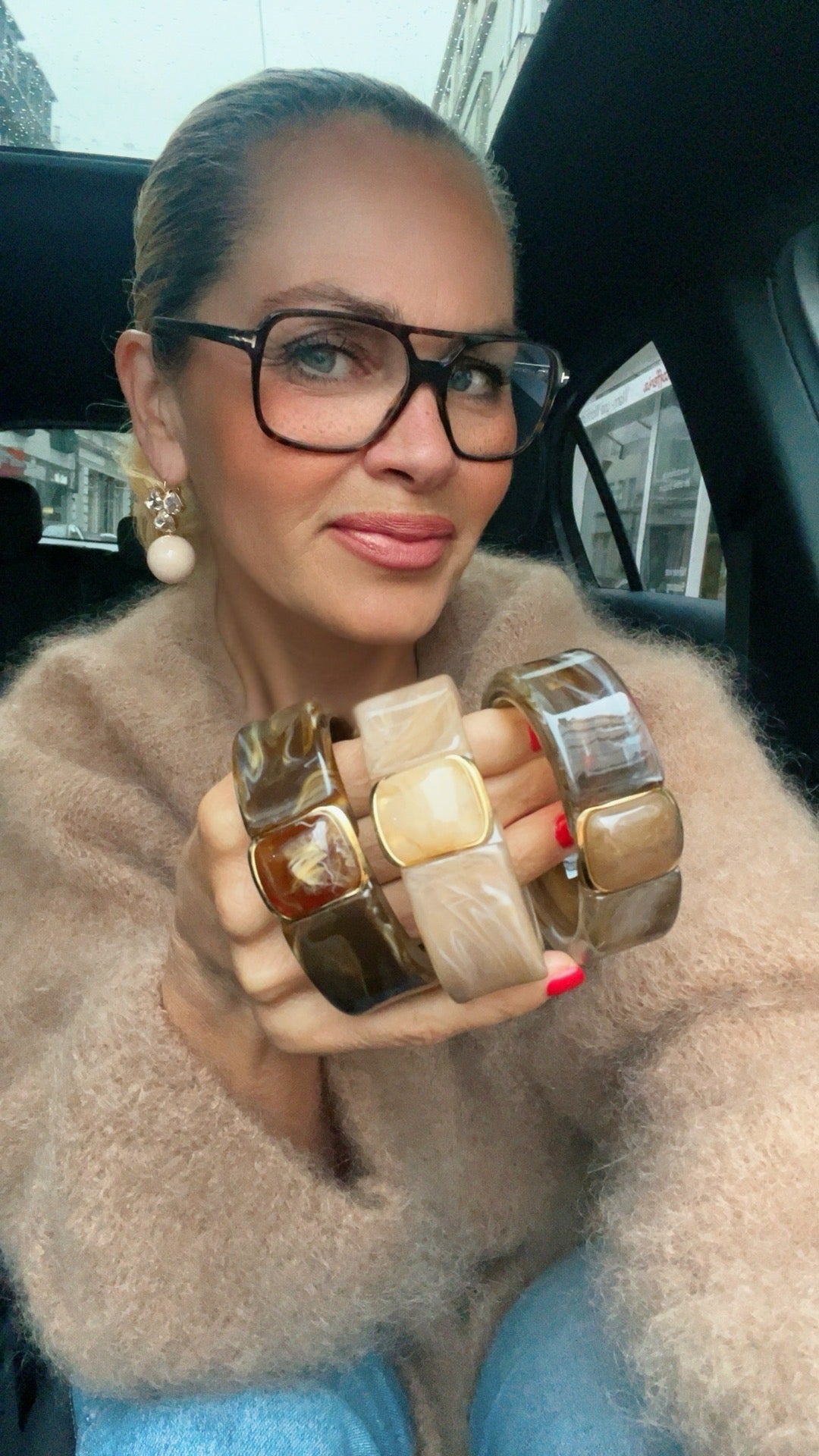 Klapp Armreif Cocoa Marble Braun