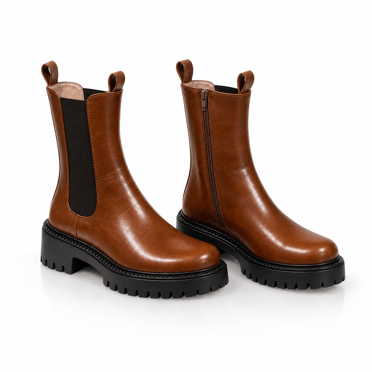 Chunky Chelsea Boots Cognac