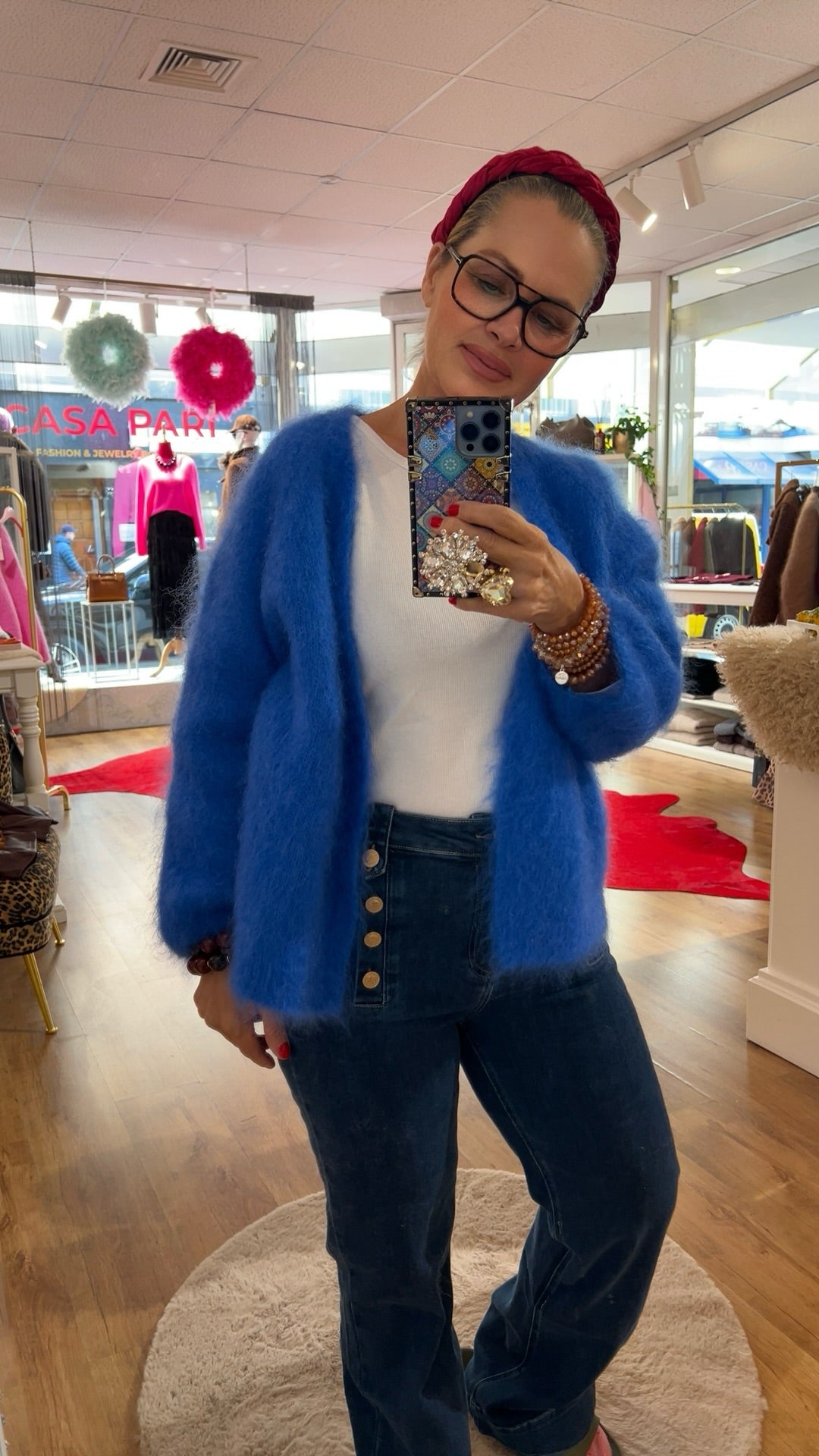 Kid Mohair Strickjacke Electric Blue