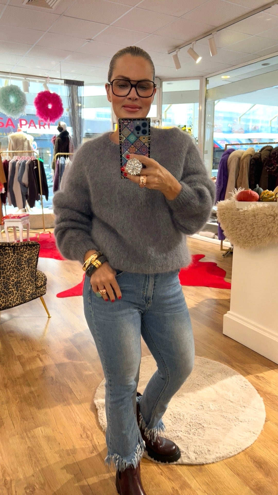 Kid Mohair Pullover Leoni in Light Grey