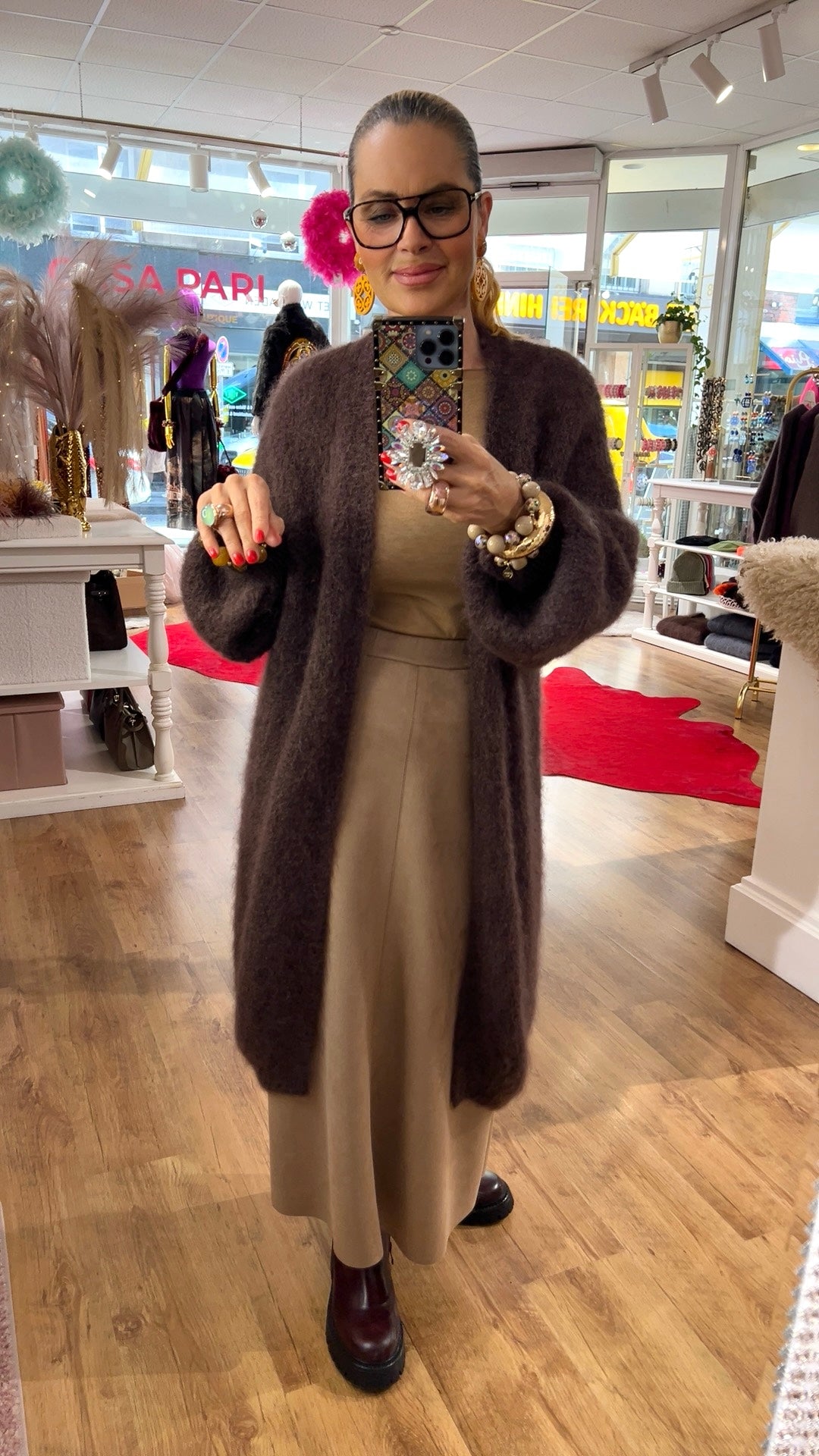 Kid Mohair Soft Cardigan Chocolate