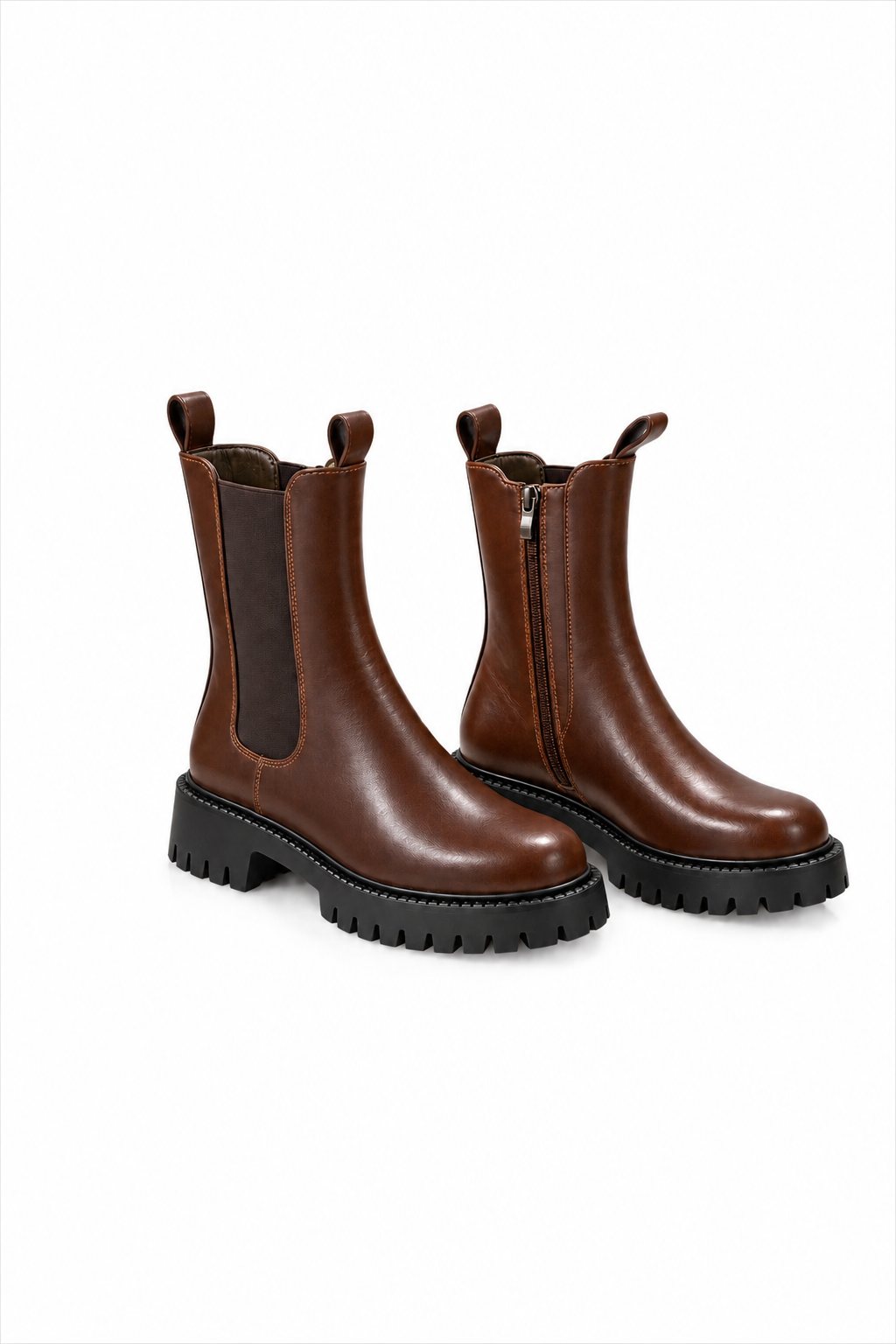 Chunky Chelsea Boots Cognac