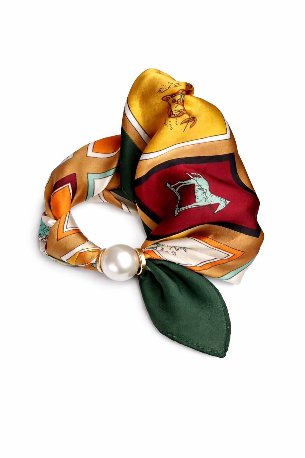 Satin - Tuch mit Perle „Golden Heritage “ Halstuch & Armband in einem - CASAPARI Schmuck & Mode Düsseldorf