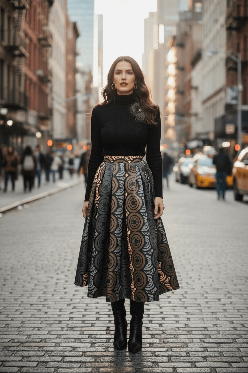 City Midi Skirt Oliv
