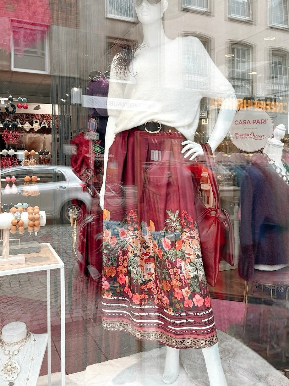 Mirasol Midi Rock mit Print Burgundy Shades