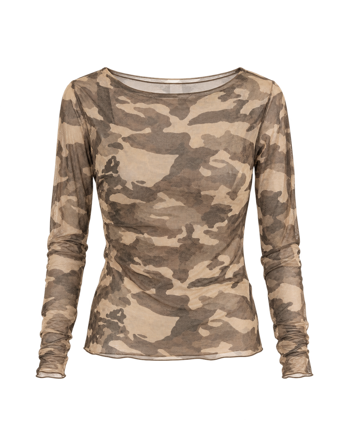 Camo Beige Mesh Shirt als Freisteller, beige-taupe Camouflage-Muster