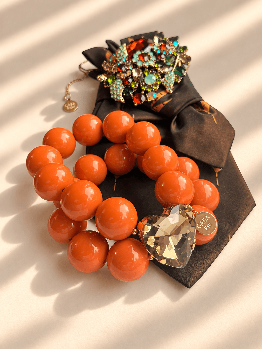 Silk Affair - Crystal Heart Amber Coral