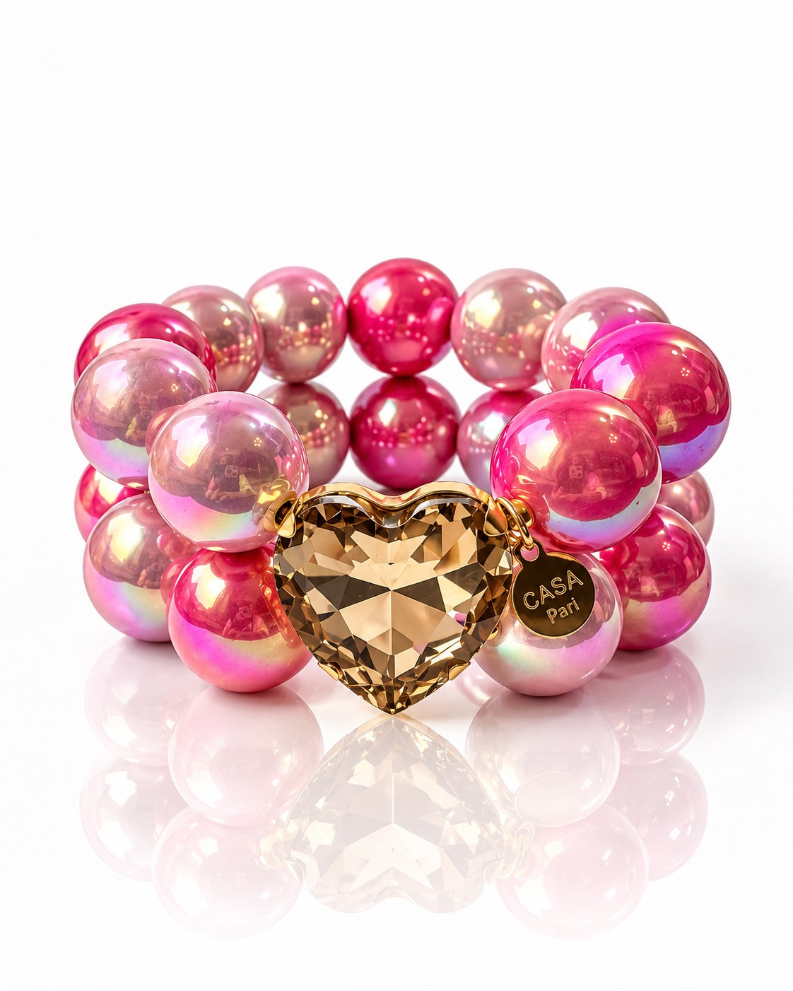 Crystal Heart Cosmic Pearl Rosé Pink Armband von Casa Pari