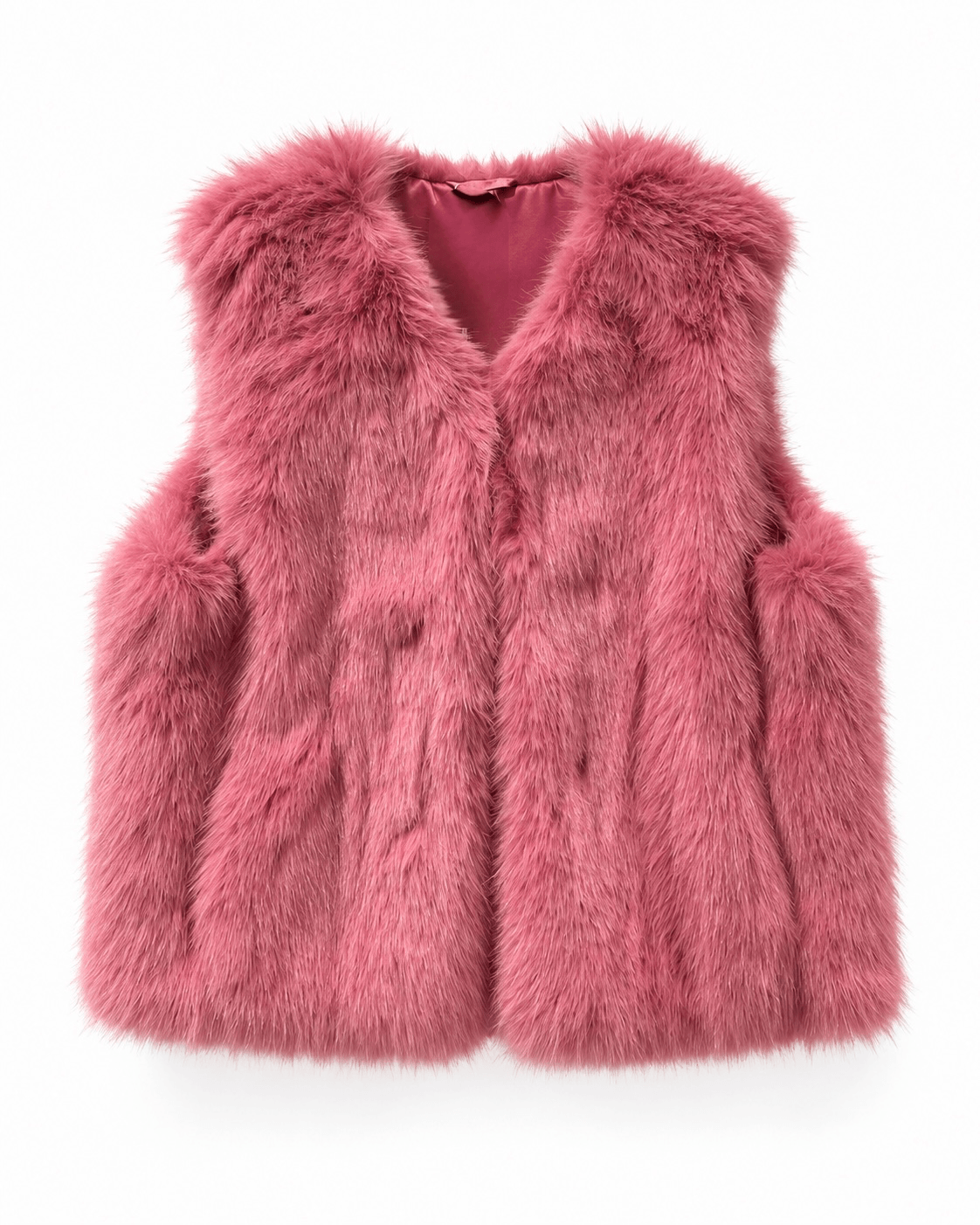 Faux Fabulous – Fake Fur Vest Dusty Rose