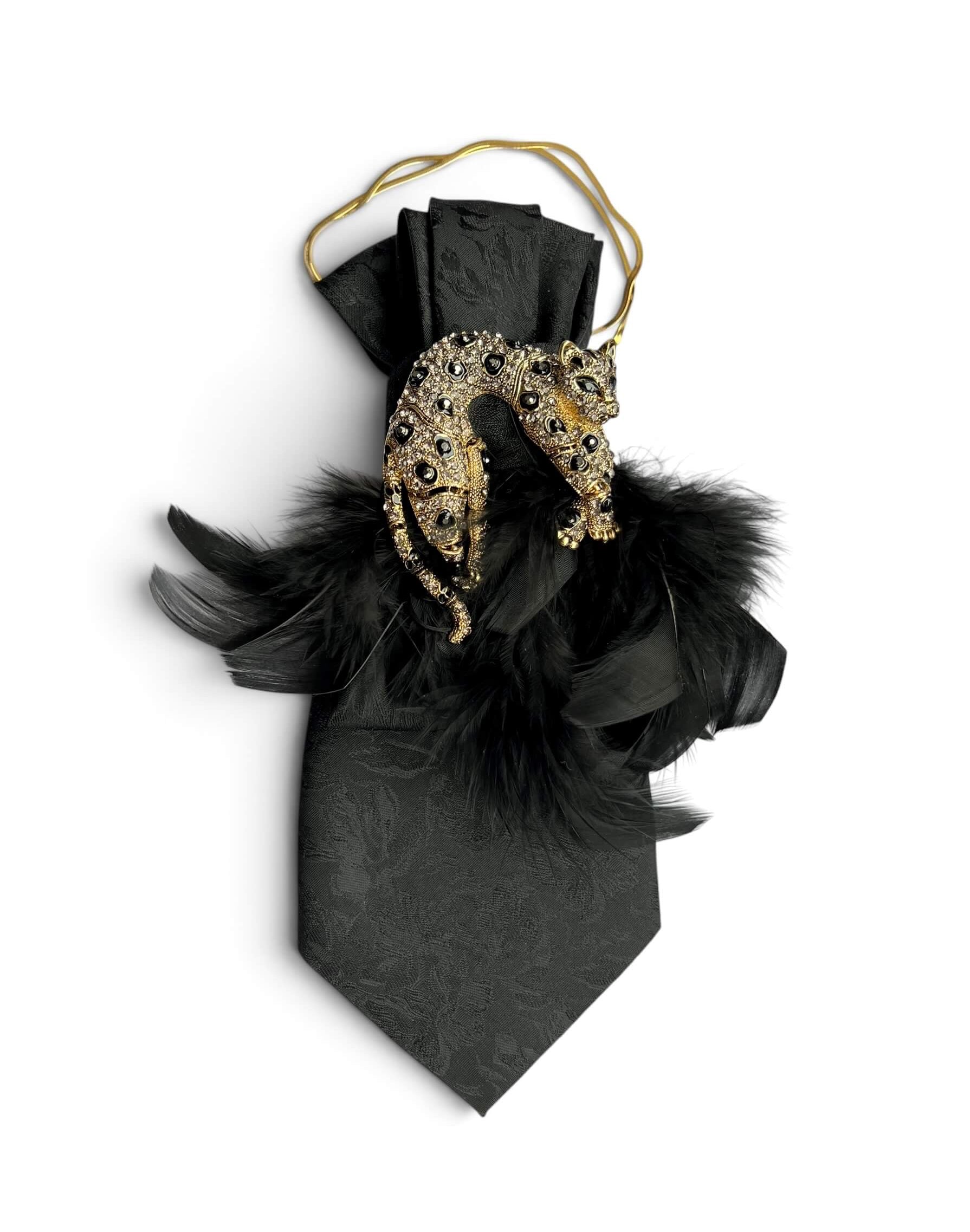 krawatte-panther-elegance-schwarz-federn-kette.jp