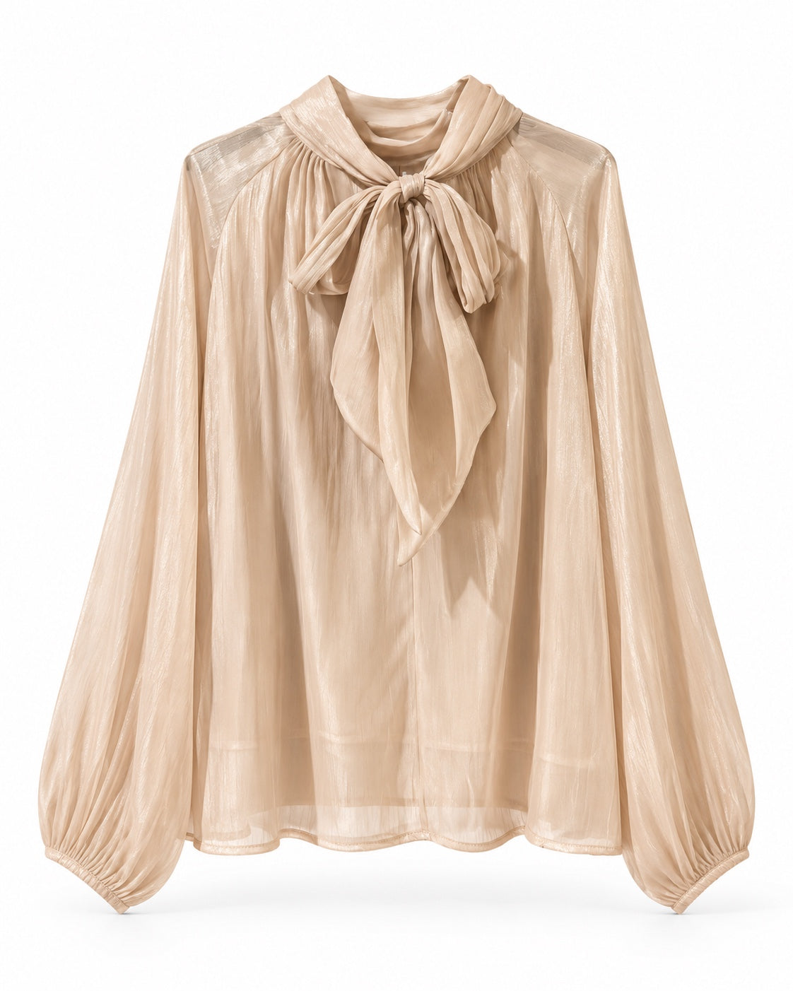 Monroe Bluse Hell Cream – Rückenansicht mit großer Schleife