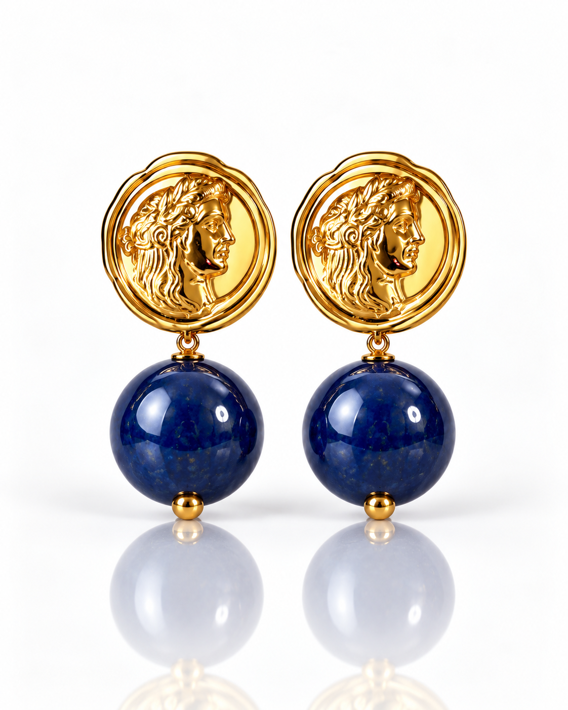 Roma Pearly Ohrringe in Royal Blue mit goldfarbenem Roma-Stecker