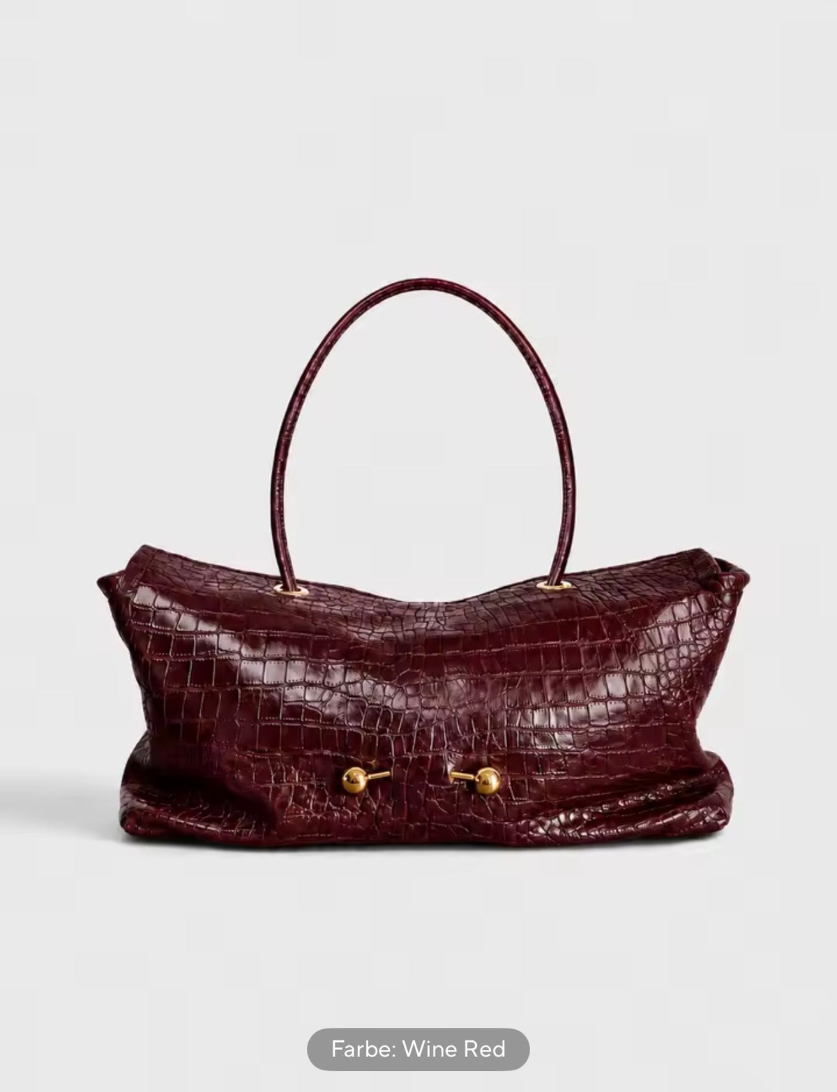 THE CROCO ICON burgunderrote Kroko-Tasche mit goldfarbenen Details